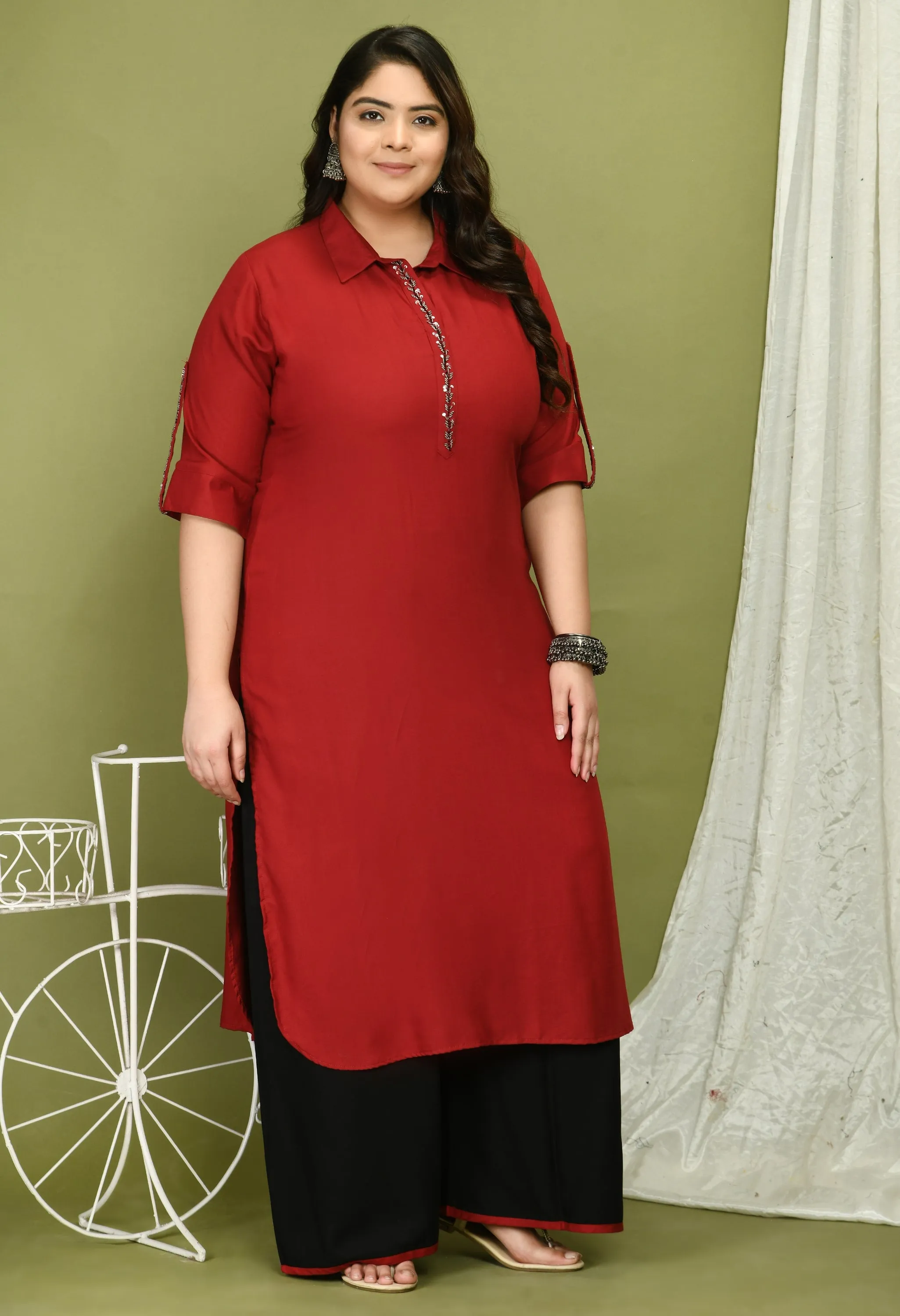 Plus Size Pretty Pathani Kurta Palazzo Set