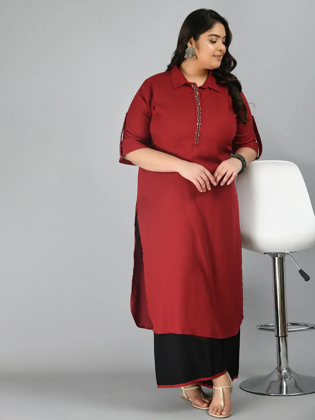 Plus Size Pretty Pathani Kurta Palazzo Set