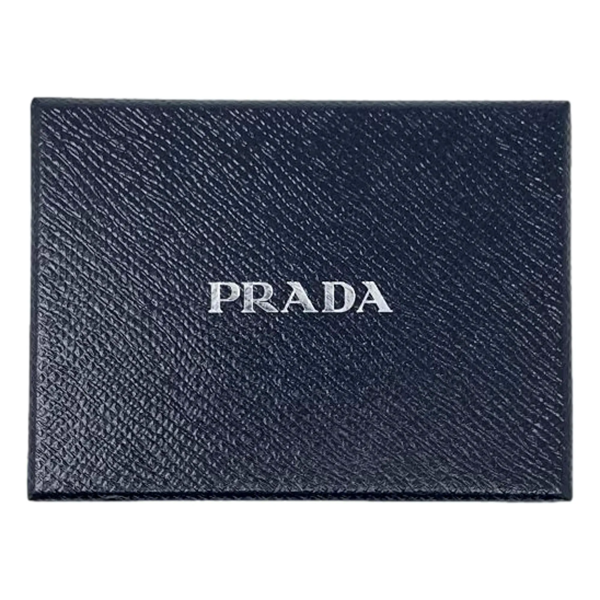 Prada Ribbon Saffiano Metallic Silver and Beige Leather Bifold Wallet