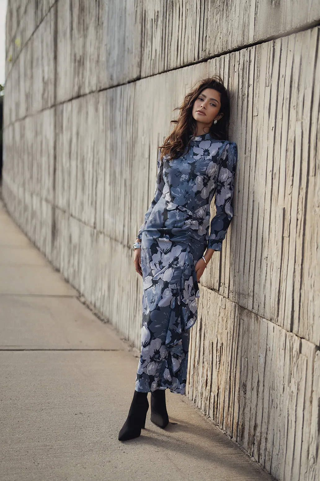Printed Ruched Maxi