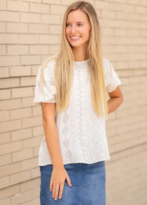 Puff Sleeve Jacquard Print Top - FINAL SALE