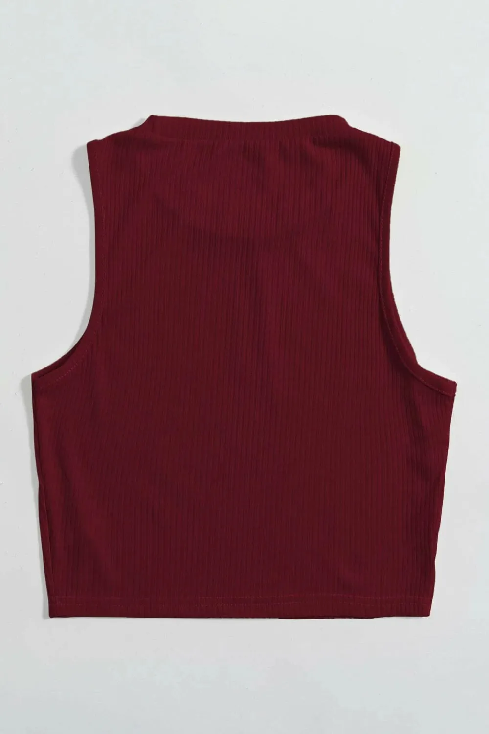Ribbed Cropped Maroon Top