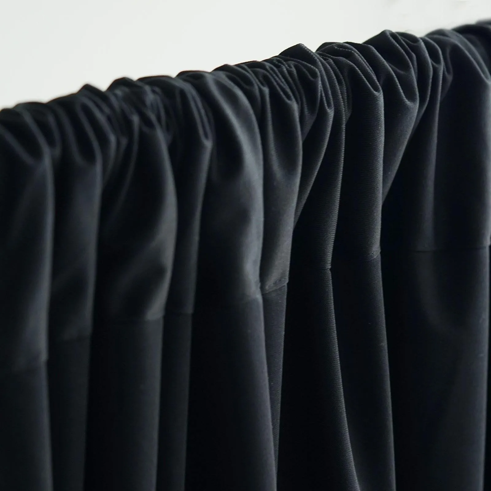 Set Of 2 Black Fire Retardant Polyester Curtain Panel Backdrops Window Treatment With Rod Pockets - 5FTx10FT