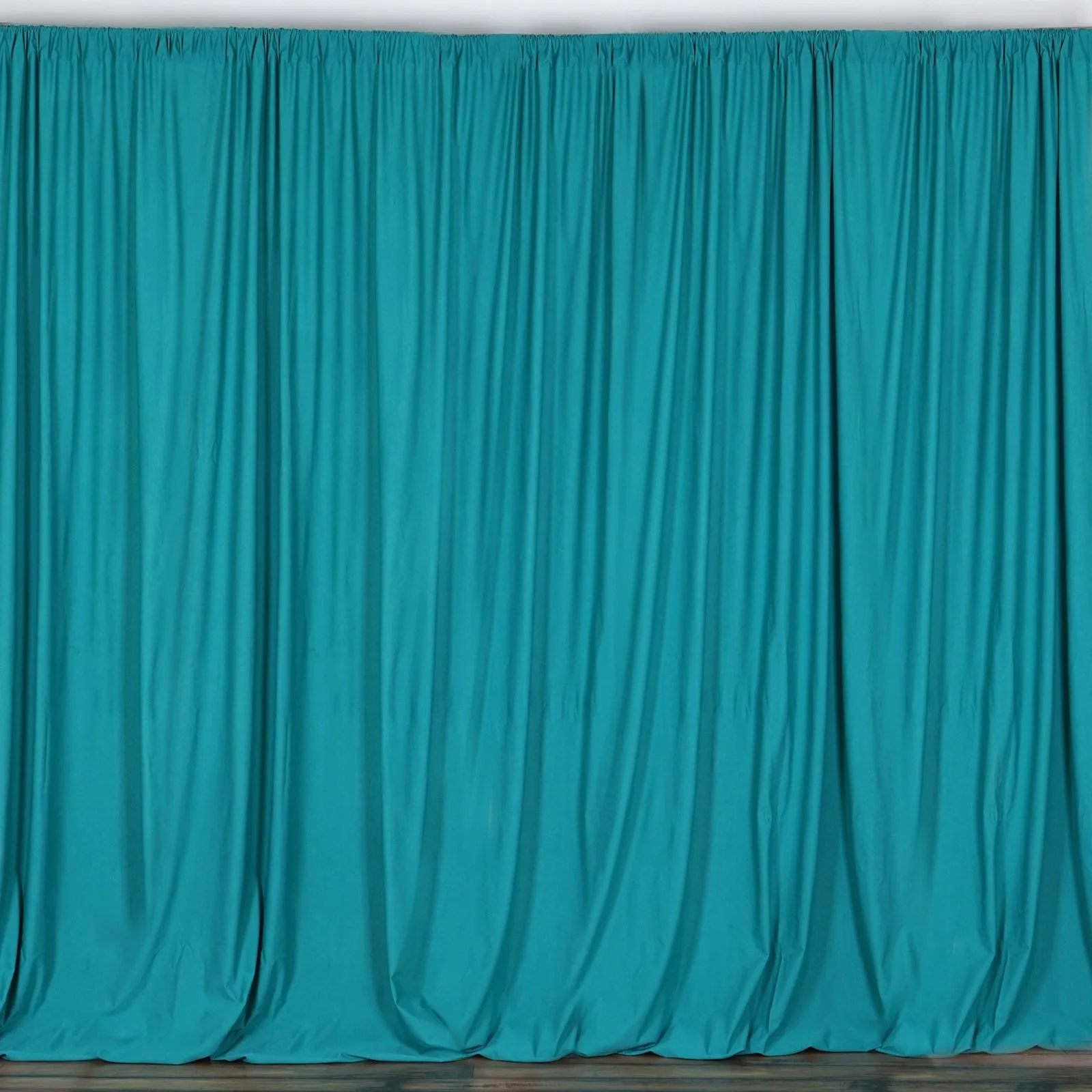 Set Of 2 Turquoise Fire Retardant Polyester Curtain Panel Backdrops Window Treatment With Rod Pockets - 5FTx10FT
