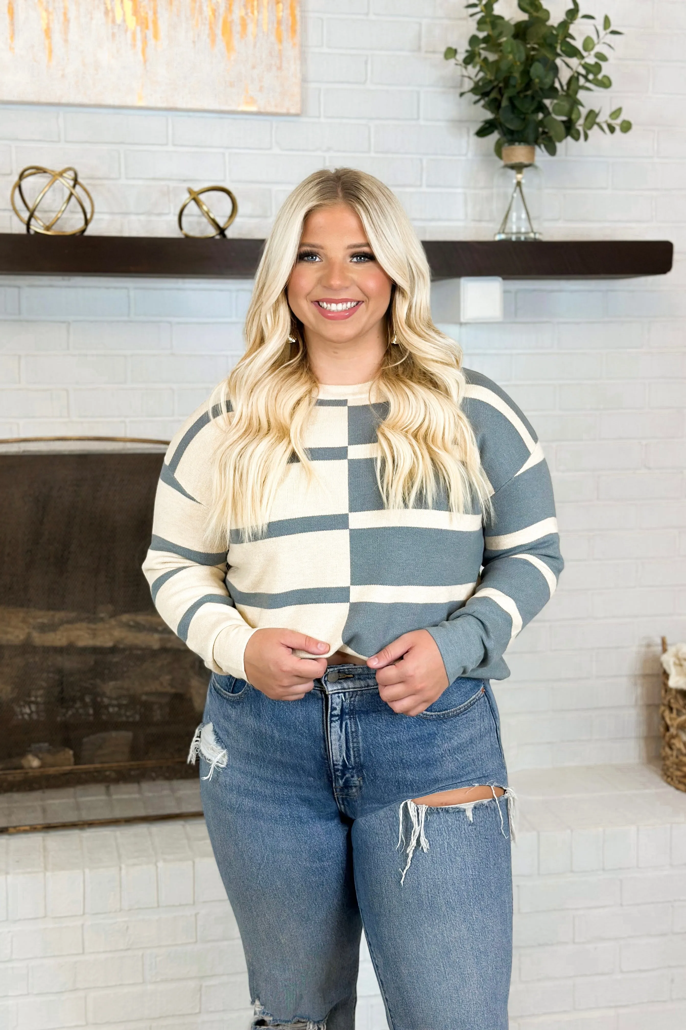 Slate Oversized Color Block Sweater