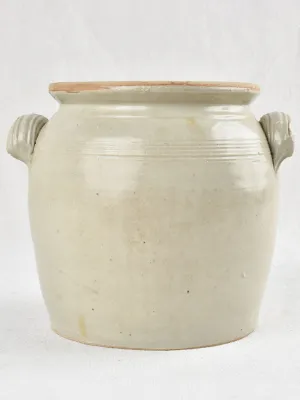 Small antique earthenware crock pot - light gray 7½"