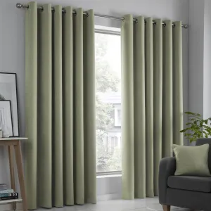 Strata Pair of Eyelet Curtains by Fusion in Green