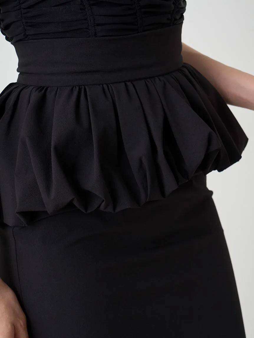 Stylish High-Waisted Peplum Midi Skirt