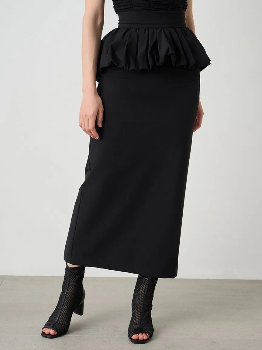 Stylish High-Waisted Peplum Midi Skirt