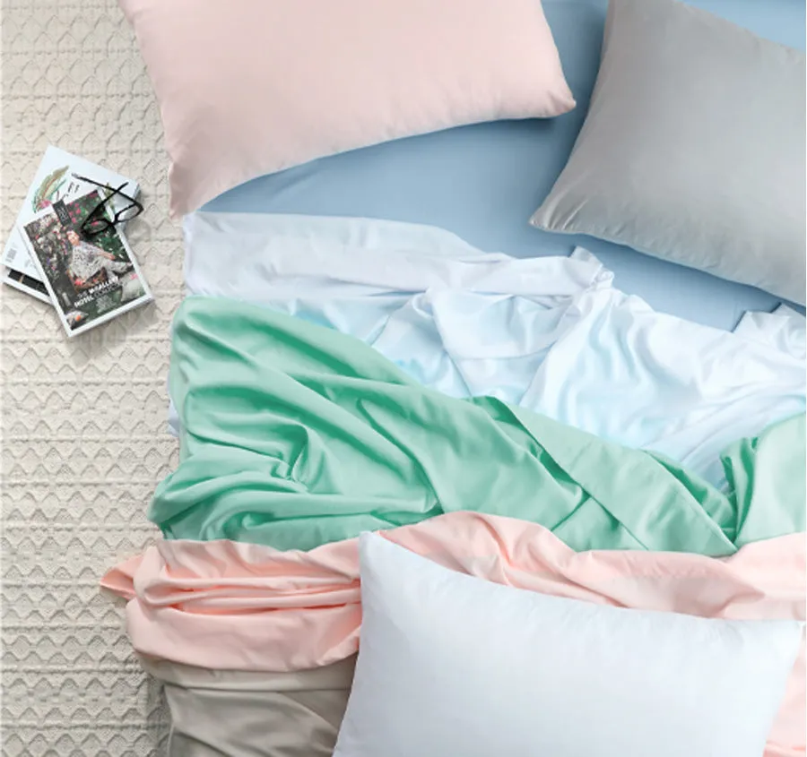 Vintage Washed Soft Microfibre Sheet Set Range Sky