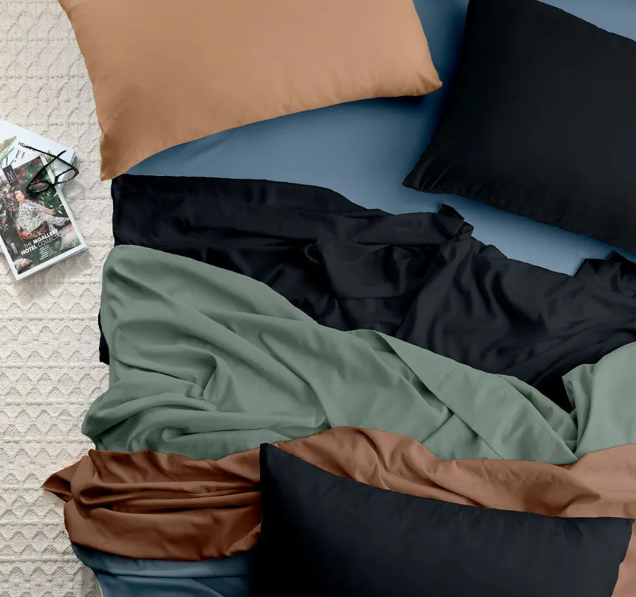 Vintage Washed Soft Microfibre Sheet Set Range Sky