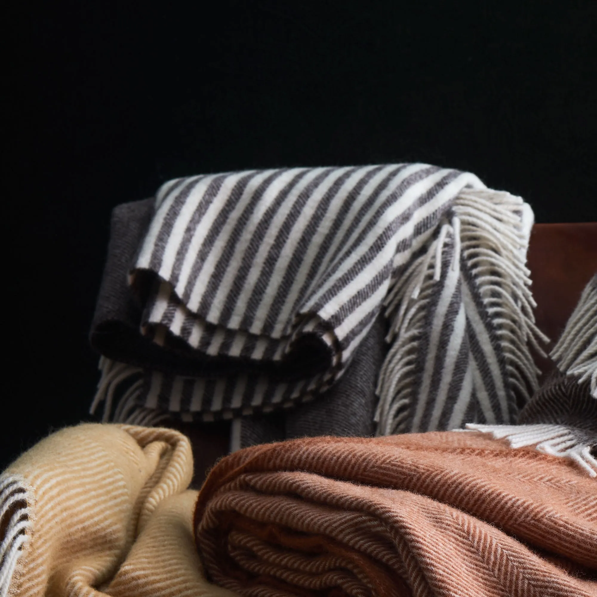 Visby Wool Blanket [Brown/Cream]