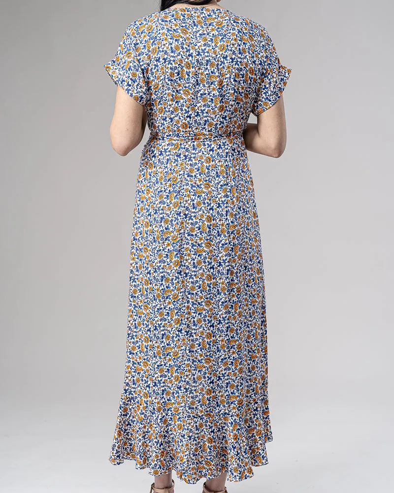 Water Print Wrap Dress