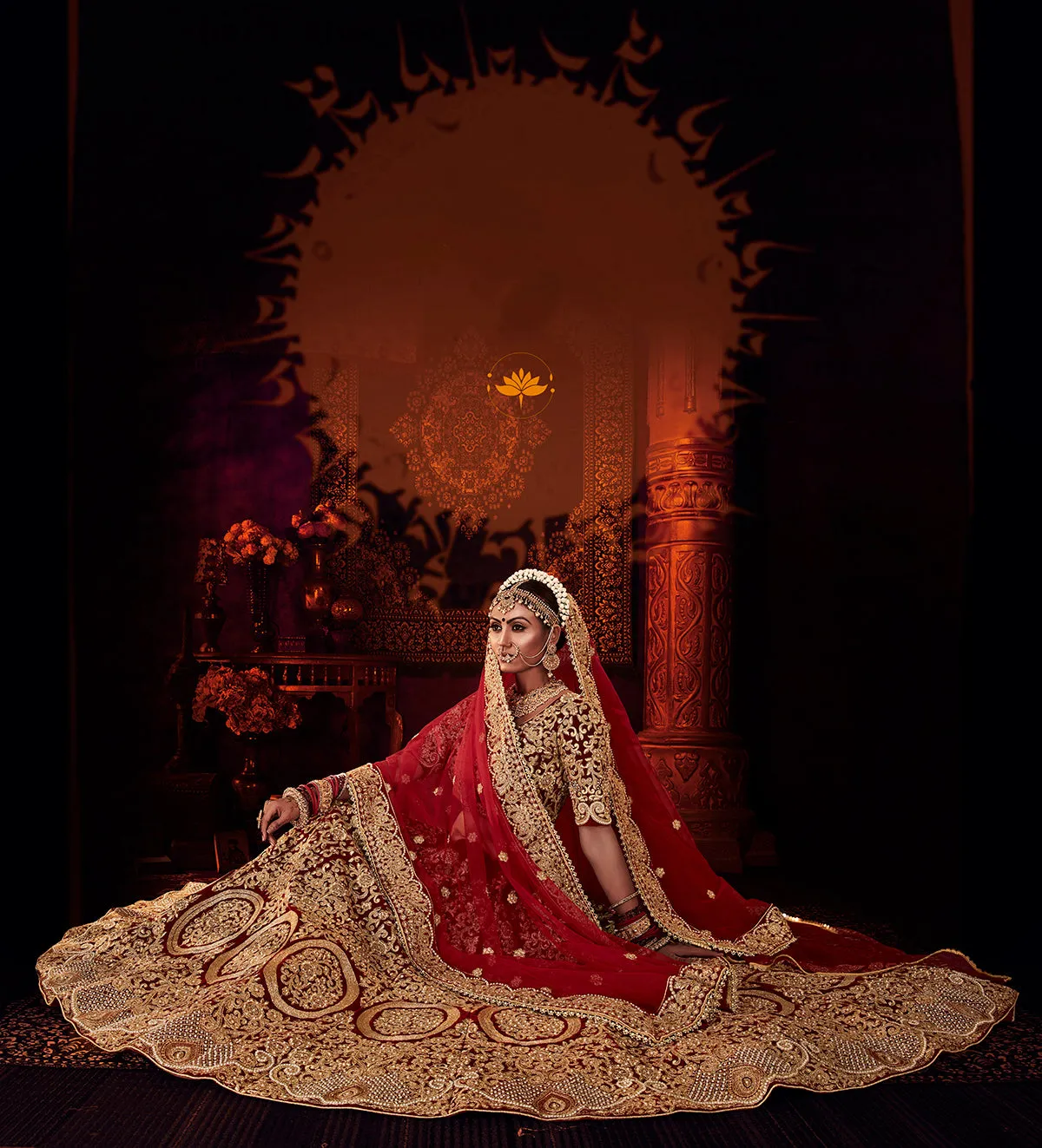 Wedding Maroon Velvet Embroidered Bridal Lehenga Choli
