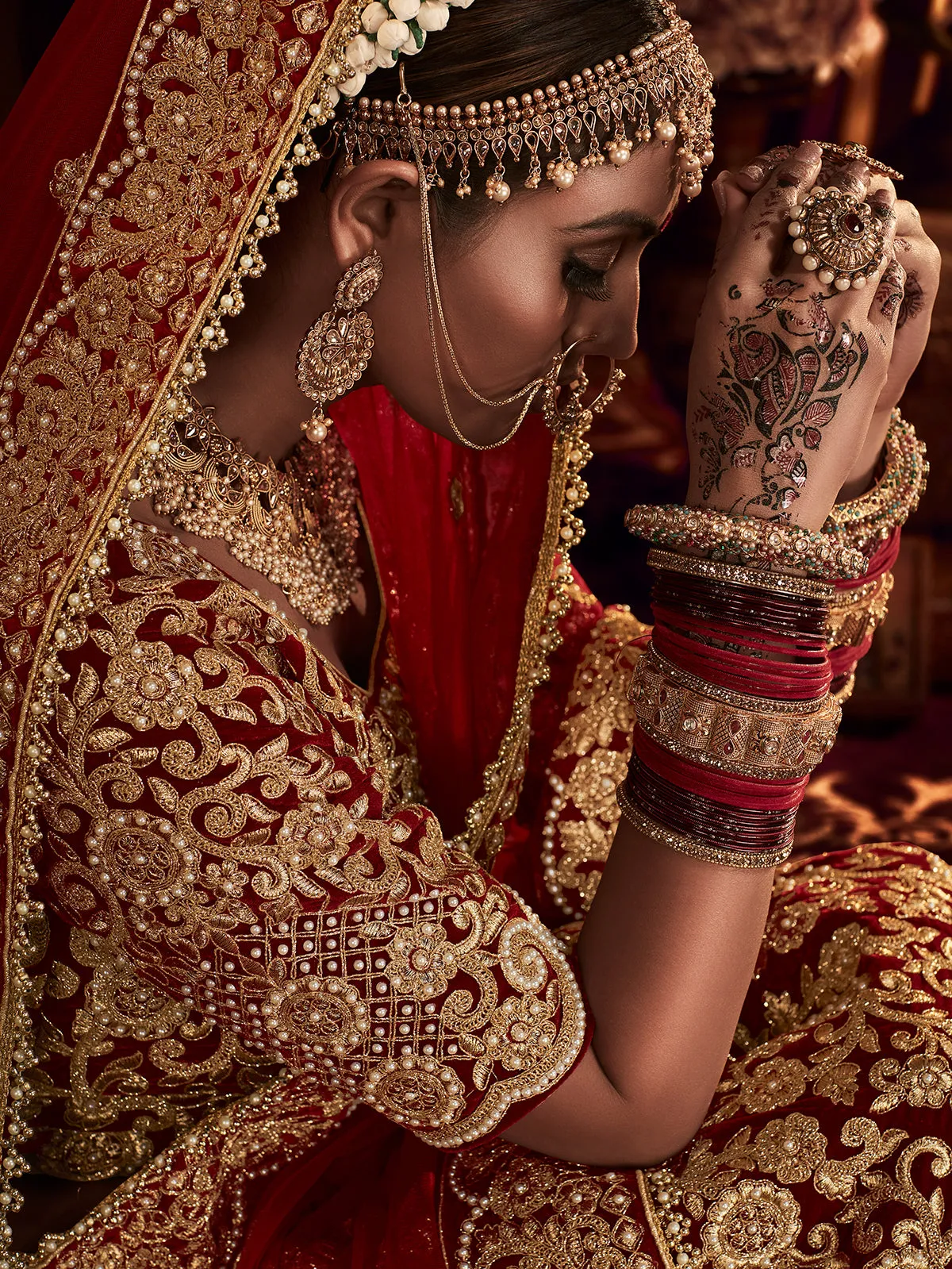 Wedding Maroon Velvet Embroidered Bridal Lehenga Choli