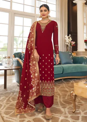 Wedding Party Capricious Maroon Thread & Zari Salwar Suit