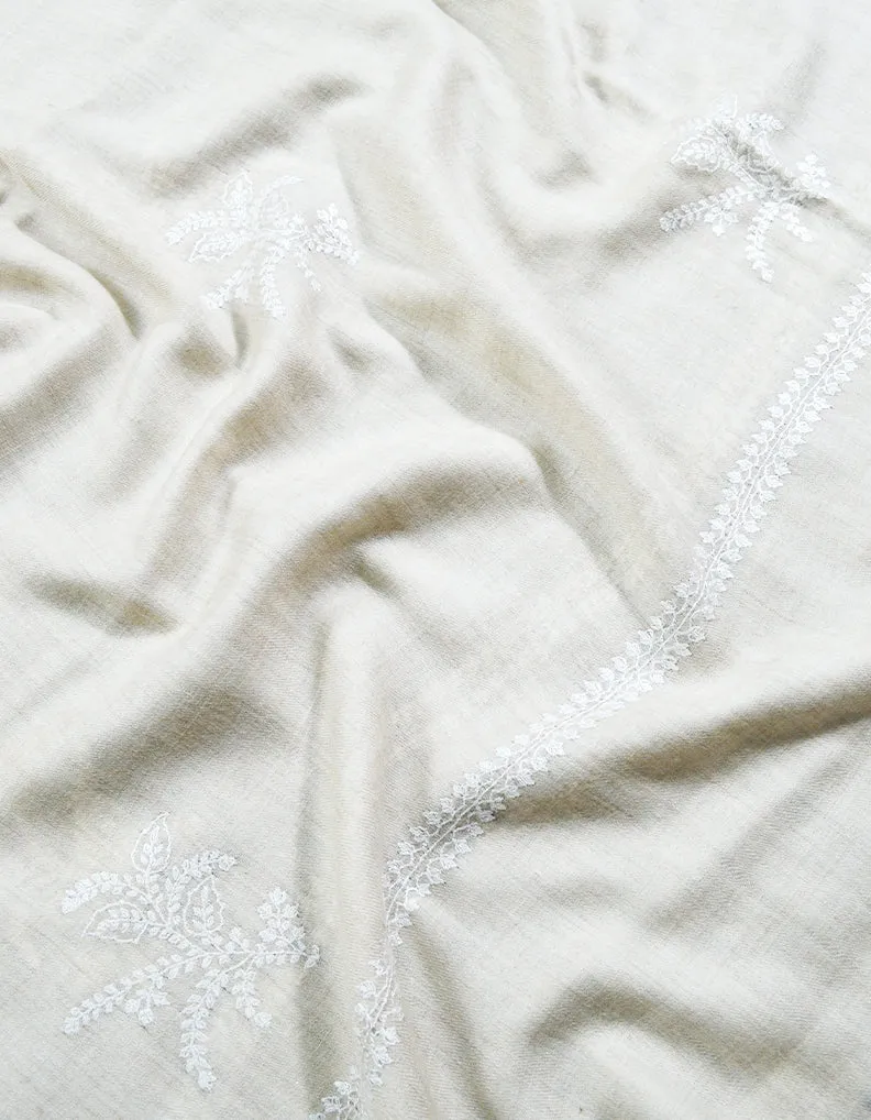 white embroidery pashmina shawl 8271