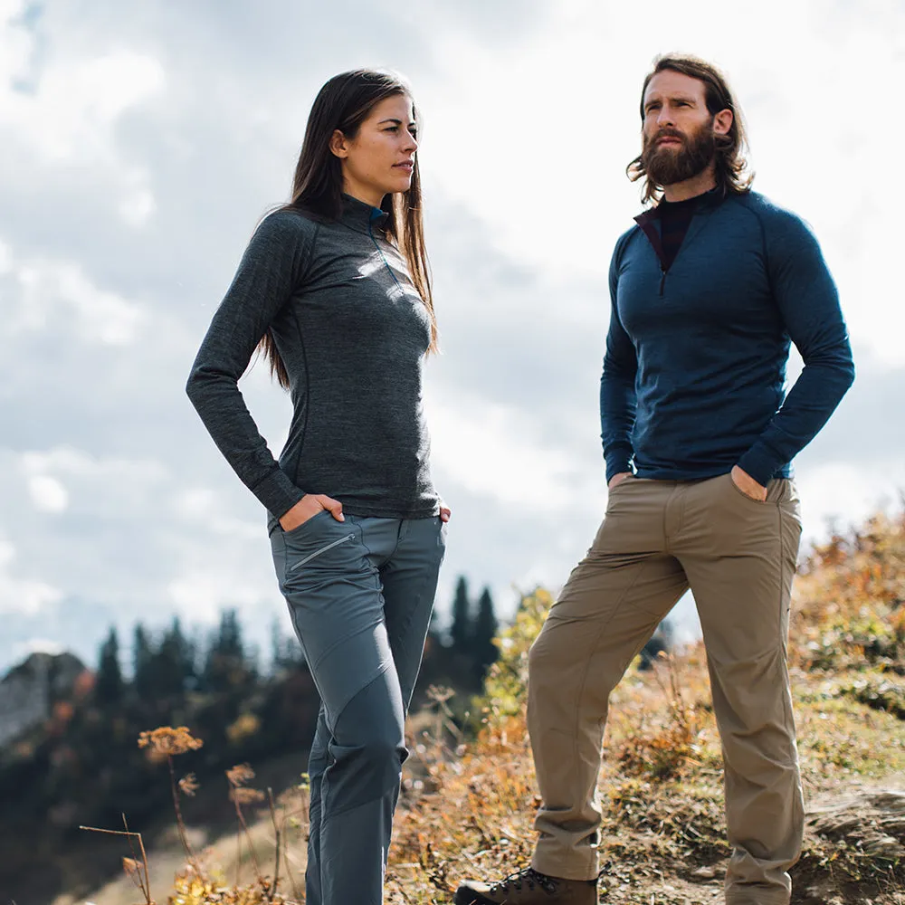 Womens Merino 200 Long Sleeve Zip Neck (Smoke)