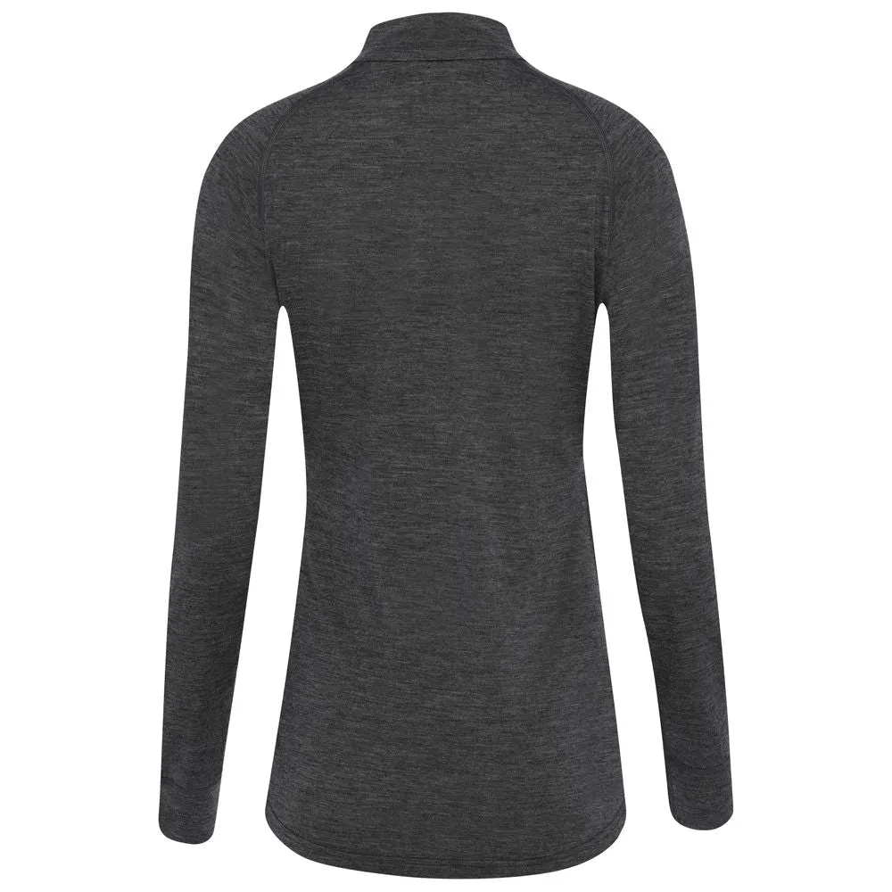 Womens Merino 200 Long Sleeve Zip Neck (Smoke)