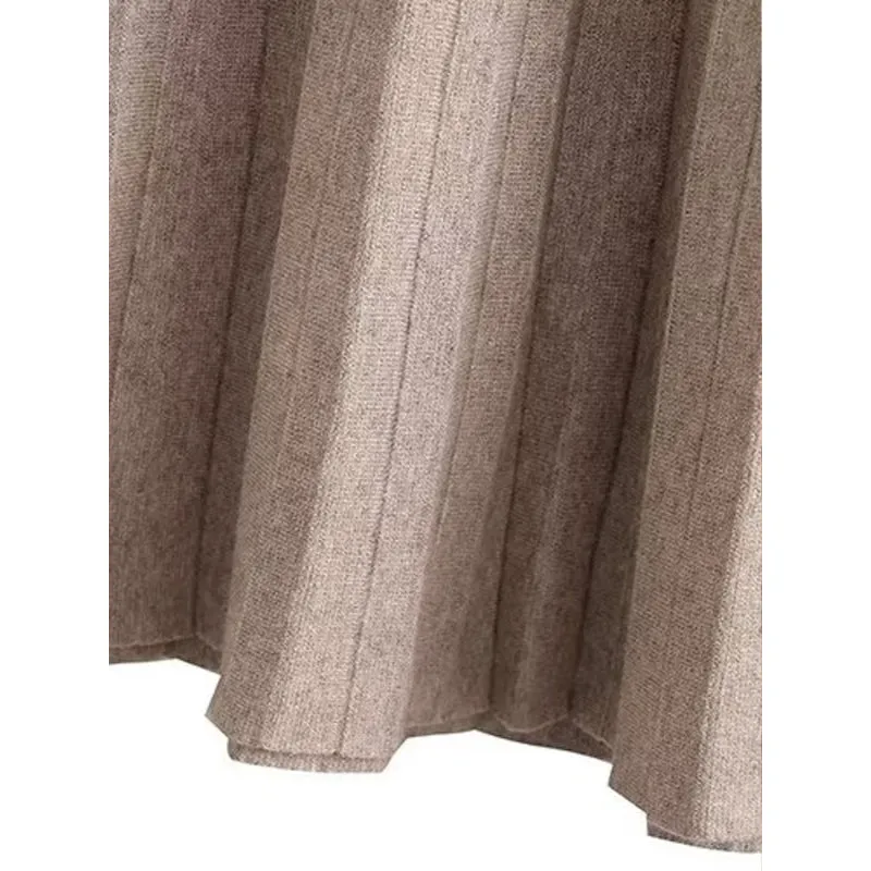 Women's Office Wear Pleated Knit Midi Skirt